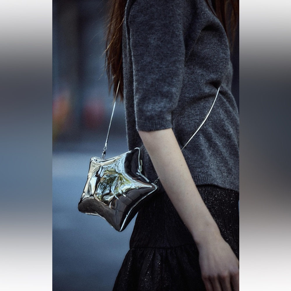Zara Silver Star-Shaped Crossbody Bag